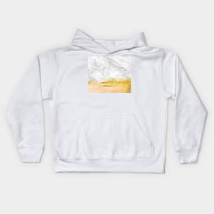 Golden painted white marble Kids Hoodie